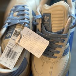 NEW Adidas Samba OG Youth 6.5 Wonder White Ash Blue (Women’s 7.5) Classic Sneakers