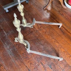 Pair of Antique Brass Fireplace Andirons 