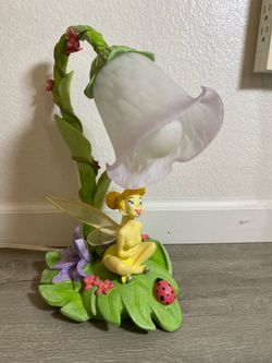 Disney Tinker Bell Hampton Bay Table Lamp Fairy Tulip Flower Tested Vintage