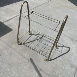 Vintage Antique Early 60’s Mid Century Rolling Lucite Wheel TV Stand Magazine Holder Cart