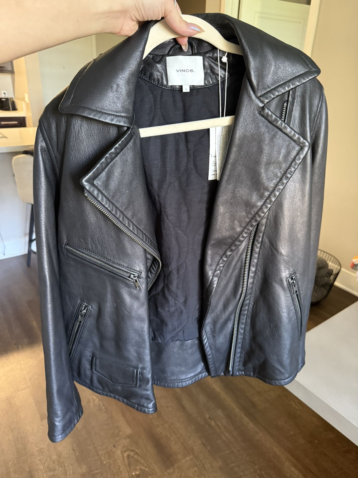 Vince  Black Leather Jacket 