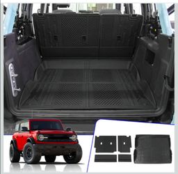 Cargo Mat & Backrest Mats for 2021-2026 Ford Bronco 4 Door NOT for Bronco Sport, Trunk Mat Cargo Liner TPE All Weather Back Seat Cover Protector 2025 