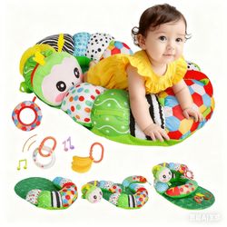 3-in-1 Tummy Time Pillow for Baby 0-12Months, Detachable Caterpillar Tummy Time Playmat for Newborns