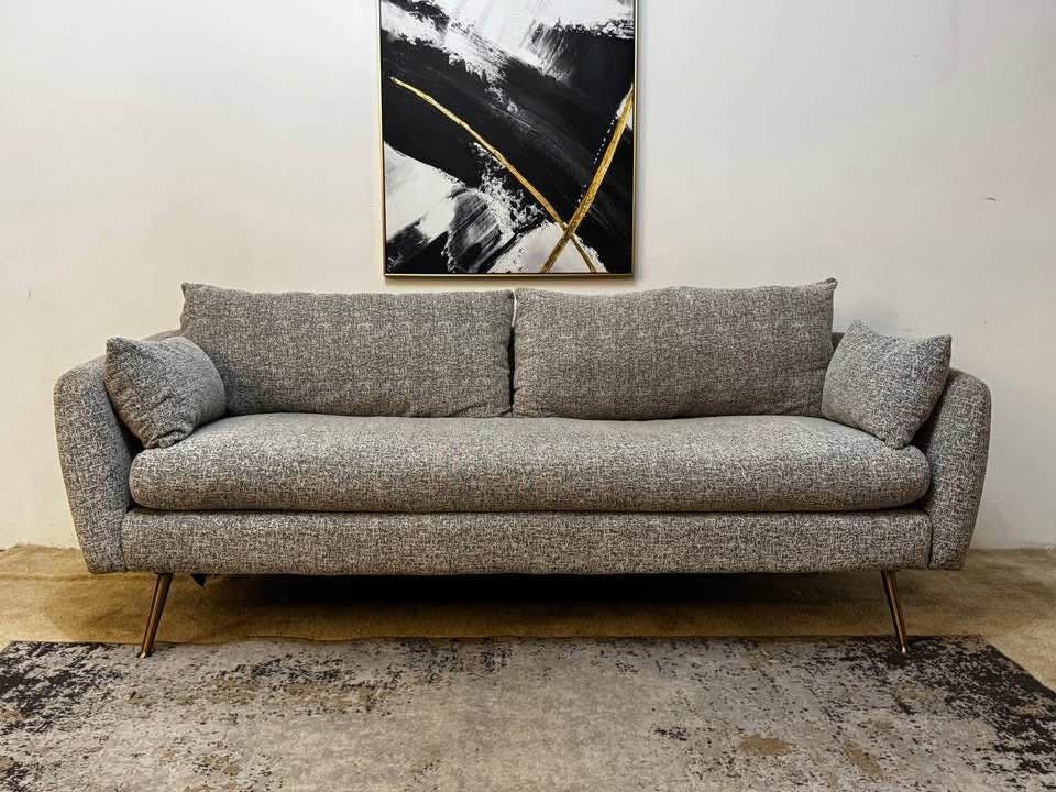 Black & White Patterned 3-Seater Sofa