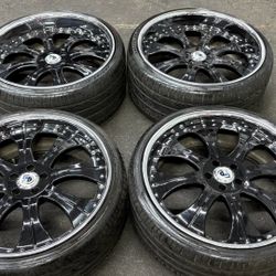 22 INCH ASANTI 3pc STAGGERED RIMS AND TIRES 5x112