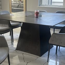Dining Table & Gray Velvet Chairs (8) – Sold Together or Separate