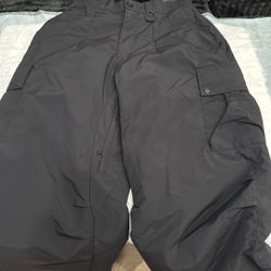 Women's Black Lightweight Inner Leg Vents Baggy Snow Pants
