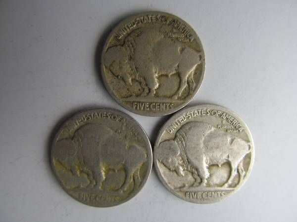 Set of all Three 1920 Buffalo Nickels -- INCLUDES BIG KEY DATE COINS!