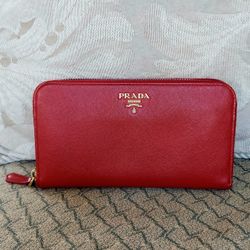 Large Saffiano Leather Wallet, $300