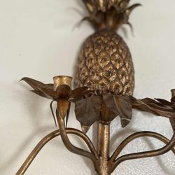 Vintage Gold Gilt Pineapple 4 Candle Italian Wall Sconce