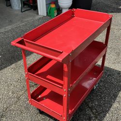 Shop Work Cart 3 Shelf Push Service Cart On Swivel Wheels