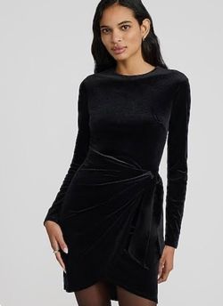 Black Velvet Express Long Sleeve Mini Dress XS