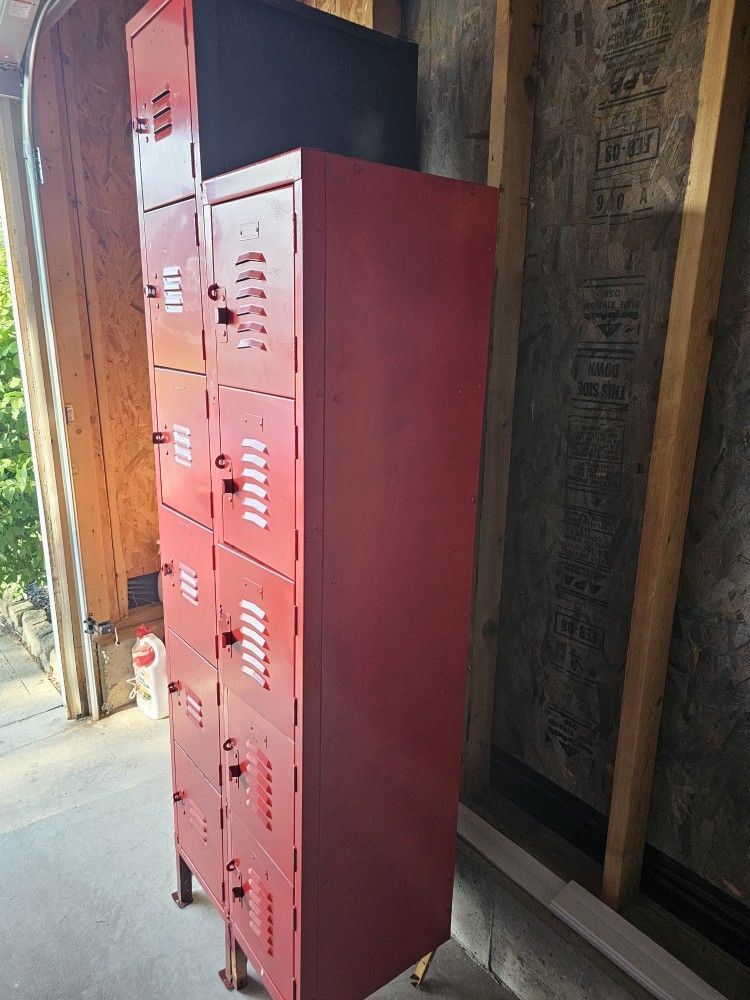 $10.00 - Large Metal Cabinet, Locker Style!  (11) Storage Sections/Needs TLC - PICKUP & CARRY ONLY!