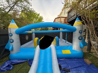 Large Inflatable Bounce House with Slide & Ball Pit – Includes Blower
