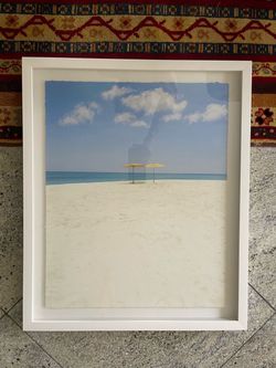 Colleen Karis 2018 White Framed Beach Painting  / Dimensions 24”H x 20”L