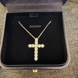 14K Gold Chain with 18K Diamond Cross Pendant