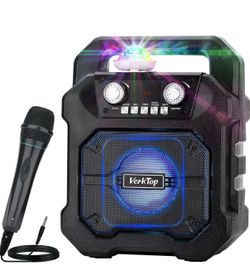 Portable karaoke, machine with microphone and disco lights