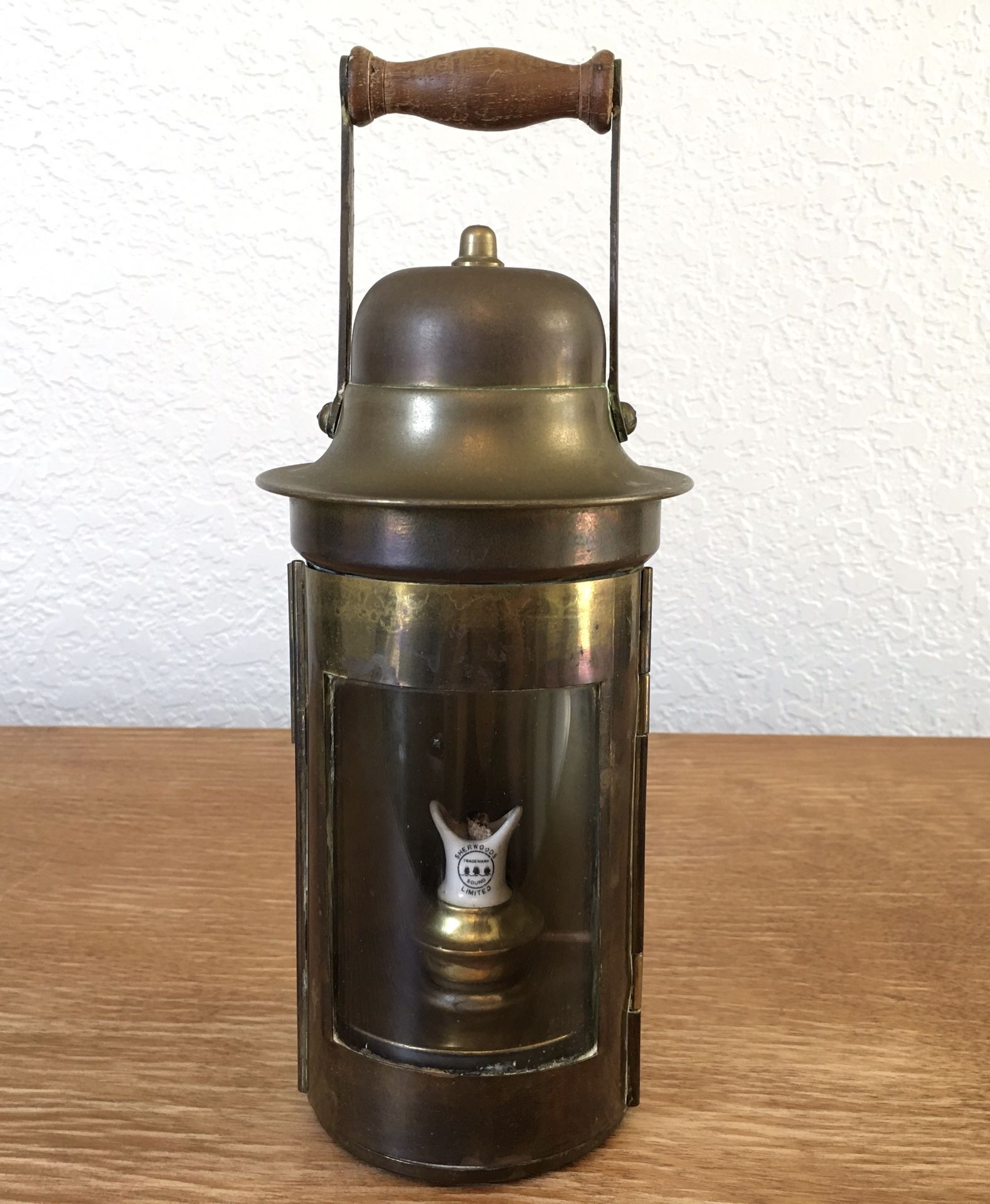 Antique Small Sherwoods Brass Ships Oil Lantern