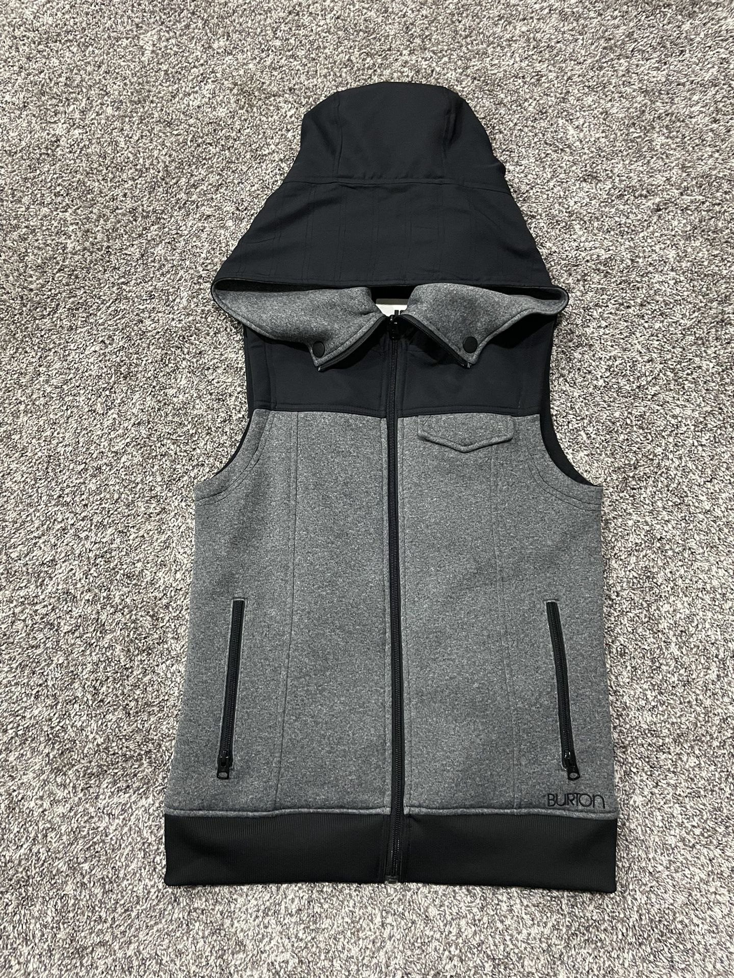Women’s BURTON ‘Dryride’ Black / Gray Polyester Hooded Vest - Size Medium 