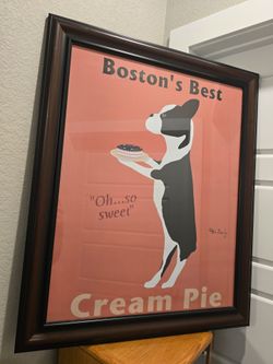 Boston Terrier Cream Pie Framed Art Print