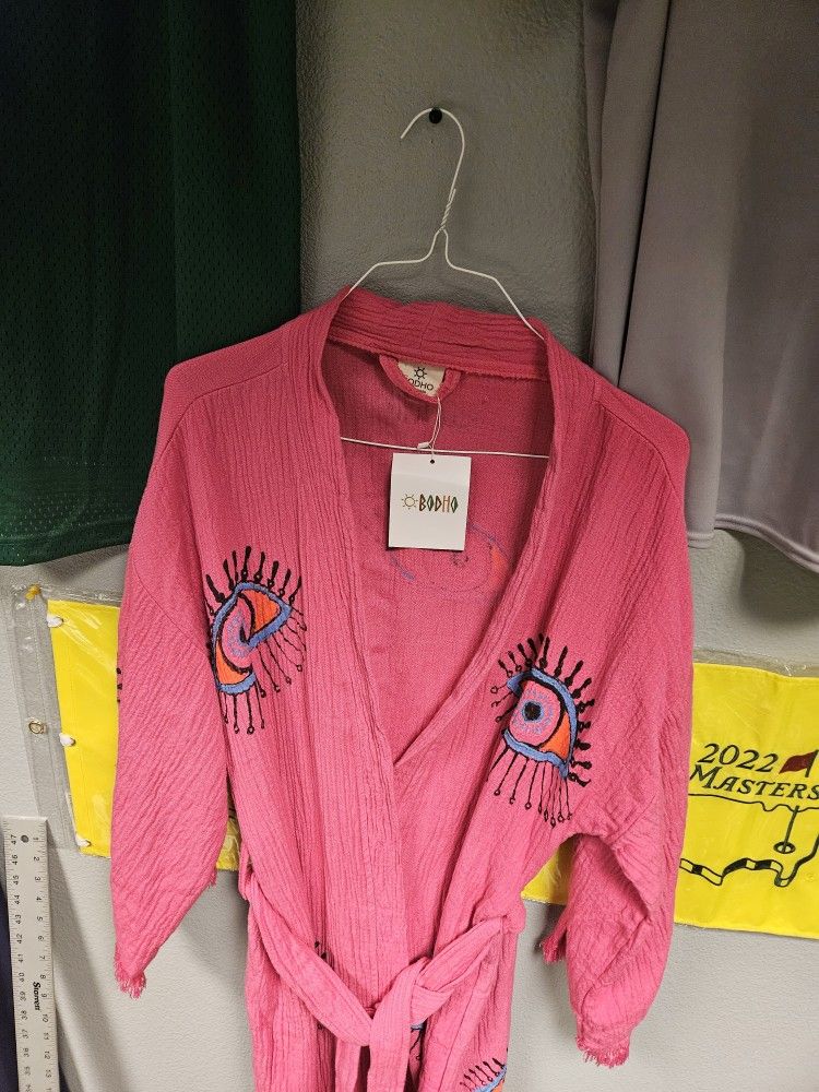 Bodho Robe Handmade Evil Eye Kimono Bohemian Cotton Cardigan