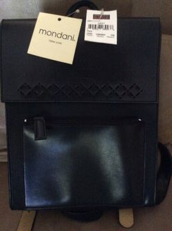 Black simulated Leather BACKPACK Purse. Mondani New York. for Sale