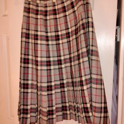 70s Tartan Plaid Wool Kilt Midi Skirt. Light Academia Adjustable Waist Pleated Wrap Skirt. Modest Vintage Jacobson's Prep School Skirt
