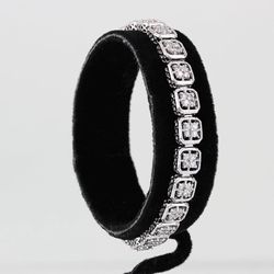 14K White Gold Diamond Cluster Tennis  Bracelet 6.75” Elegant Luxury Women’s Gift