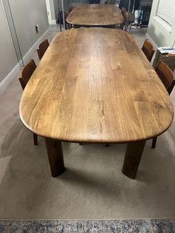 West Elm Wood Dining Table + 4 West Elm Chairs