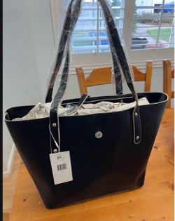 JM Black Leather Tote Bag New with Tags