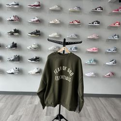 Brand new Fear of God Essentials Fleece Crewneck 'Military' muliple sizes