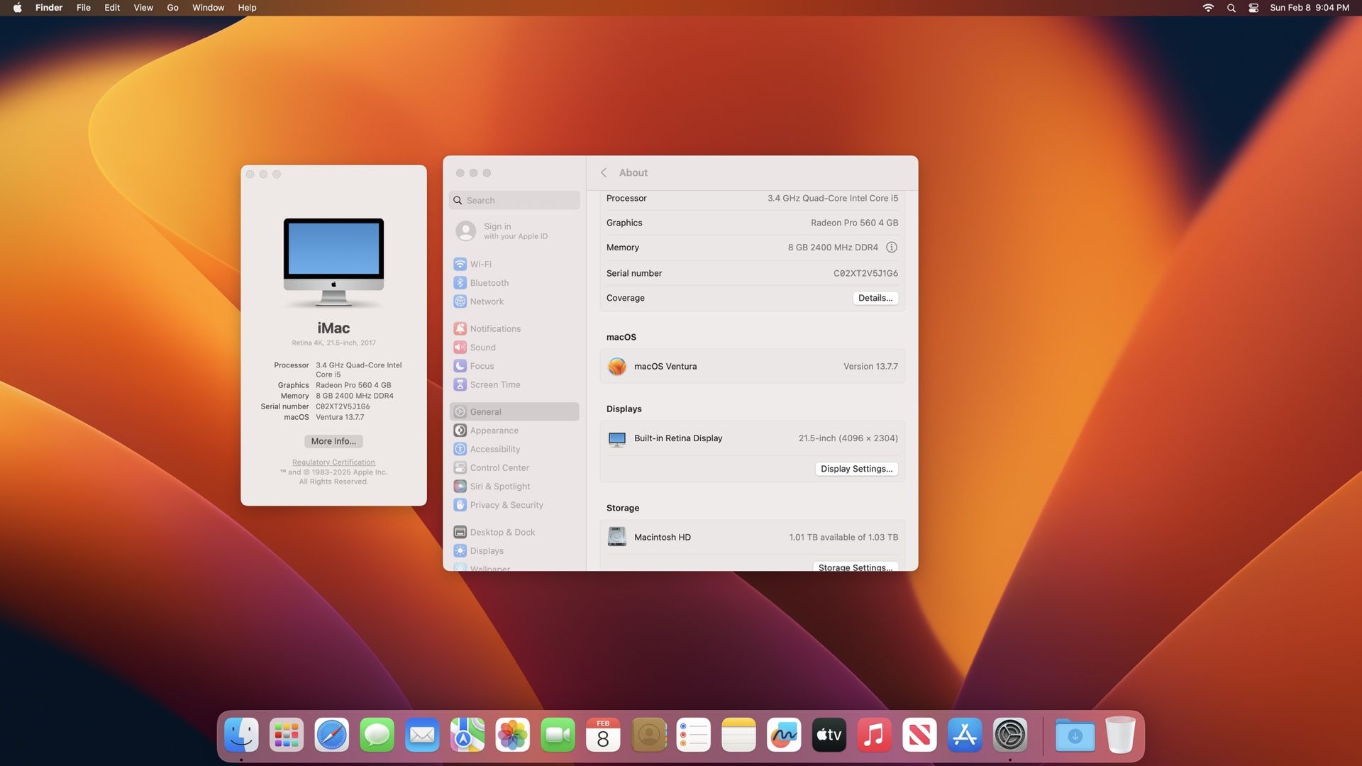 2017 21.5-inch iMac (4K, intel core i5, 3.4GHz, 8GB, Radeon Pro 560)