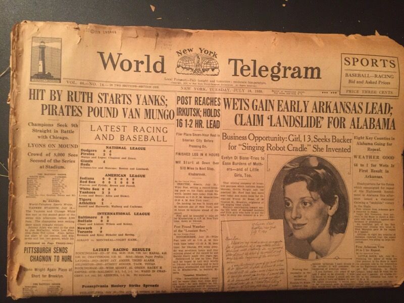 1933 New York newspaper