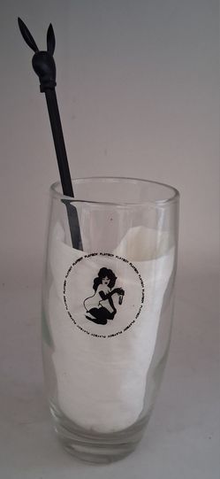 Playboy Glass with Bunny Swizzle Stick