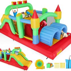Whubefy Large Bounce House for Big Kids 8-12, 18.5ftx8.2ft Inflatable Obstacle Course Bouncy House for Kids 3-6, Outdoor Indoor Bouncehouse Jump Castl