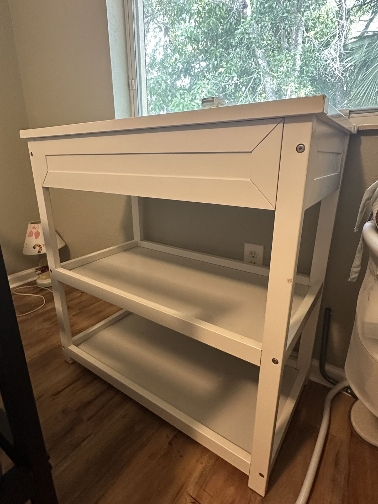 White Baby Changing Table With Pad