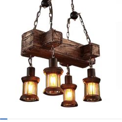 Rustic farmhouse Wood Beam Chandelier 