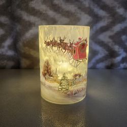 Illuminated Holiday Frosted Hurricane by Valerie