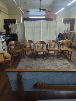 OAK LIBRARY CHAIRS, SO VINTAGE.   CURVED OAK, EXQUISITE IN OFFICE