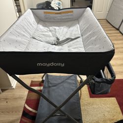 Baby Changing Table with Wheels, Maydolly Portable Adjustable Height Folding Diaper Station with Nursery Organizer & Storage Rack for Newborn Baby and