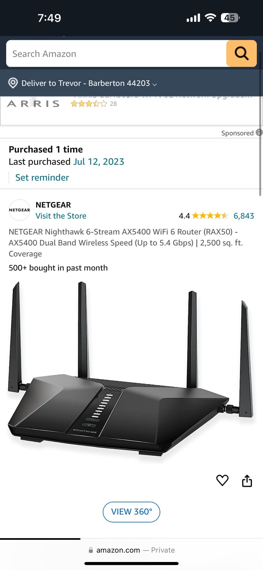 Netgear Night Hawk Router