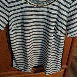 Striped Navy and White Top Small 