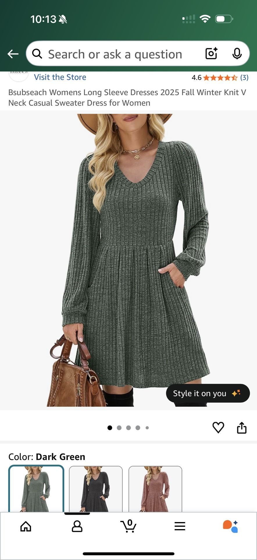 Bsubseach Green Long Sleeve Dress – Size M, $25