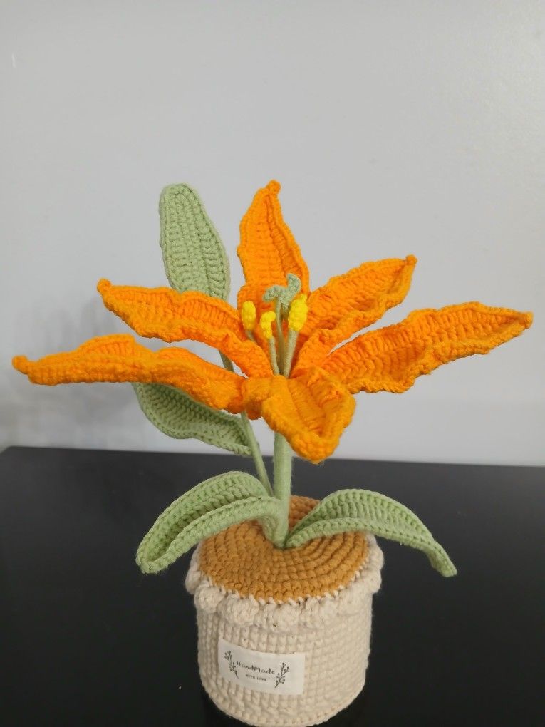 Handmade Crochet Lily In Pot