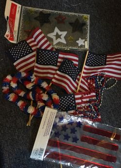 Patriotic kit - American flags (5), plastic lei, 3 bead necklaces - perfect for protest.