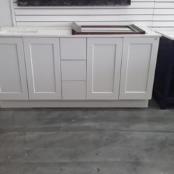 72 Inches  White Bathroom Vanity  Snd Countertop 