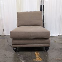 Bernhardt-Taupe Upholstered Modular Armless Chair with Nailhead Trim