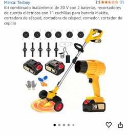 Tecboy 20V Cordless Weed Wacker + Leaf Blower Combo - 2 Batteries - $40