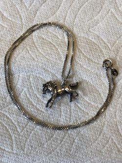 Silver horse necklace and ring