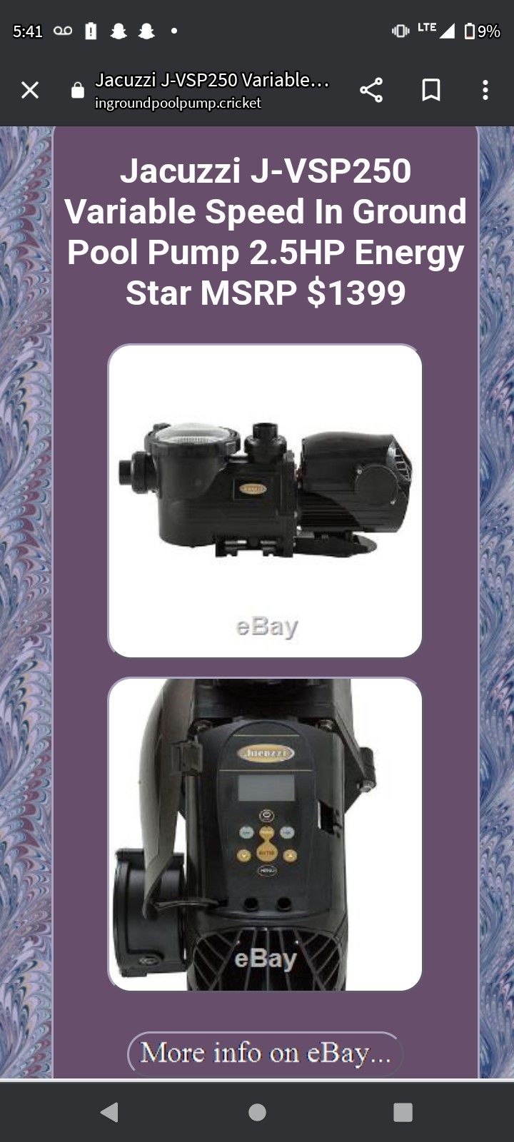 Variable Speed Pump (Jacuzzi) jvsp250 for Sale in Turlock, CA OfferUp